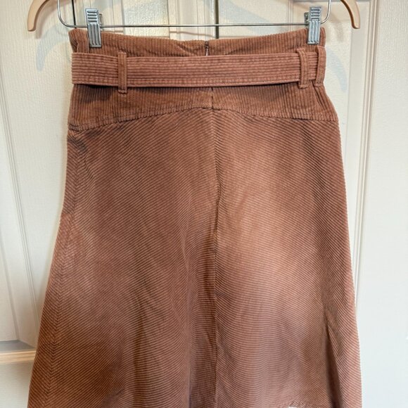 Free People Light Pink Belted Corduroy Midi Skirt | 2 - Picture 3 of 6